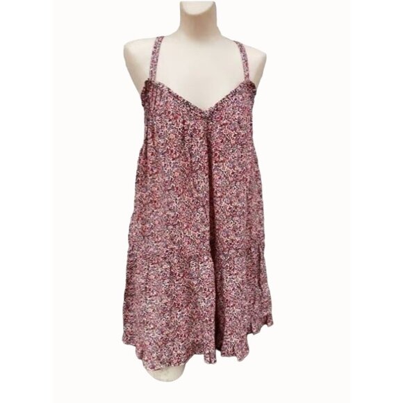 Universal Thread Womens Mini Dress Criss Cross Back Short Pintuck Pink Floral XL - Picture 1 of 5